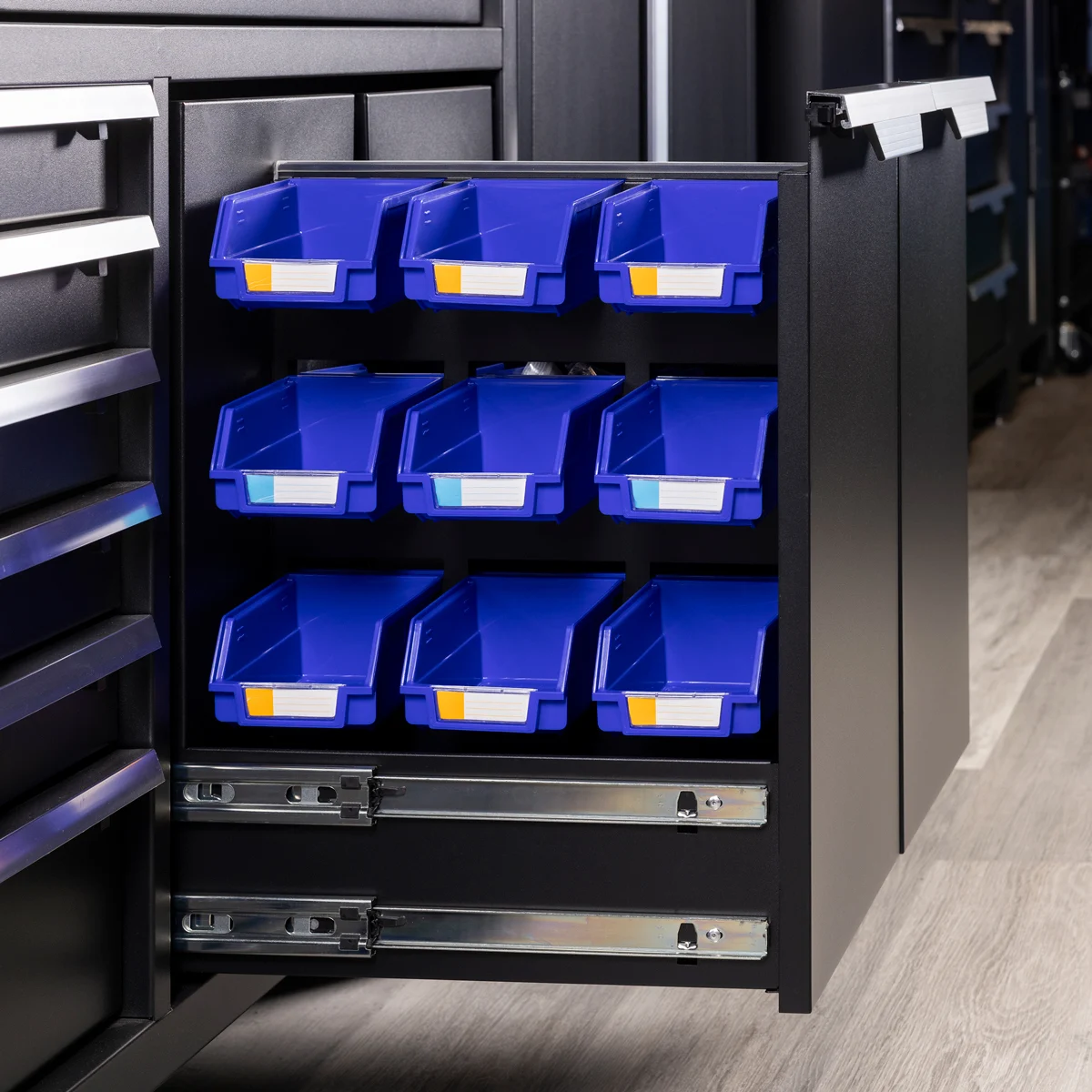 SGS 14pc Modular Garage Storage | 12 Drawers | Stainless Steel Worktop | Floor Cabinet | Tall Single & Double Cabinets